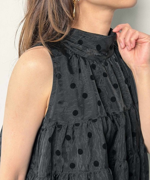PICCIN PERLA(ピッチンペルラ)の「フロッキードットティンカーブラウス(シャツ/ブラウス・レディース・ブラック/オフホワイト・M)」の14枚目の写真