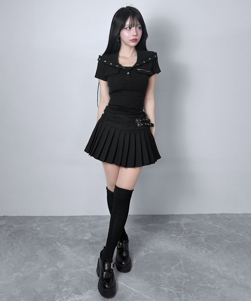 FOLLOWIN(フォロウィン)の「【3COLOR】ダブルベルト プリーツミニスカート(スカート・レディース・ホワイト/ブラック/グレー・SMALL/MEDIUM/LARGE)」の18枚目の写真