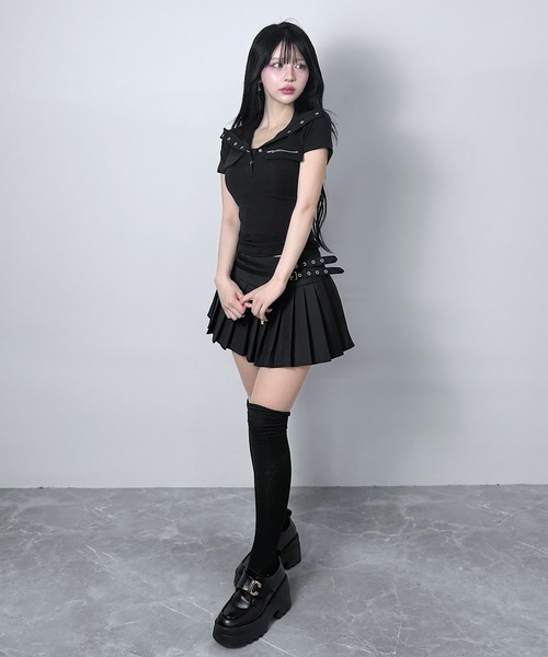 FOLLOWIN(フォロウィン)の「【3COLOR】ダブルベルト プリーツミニスカート(スカート・レディース・ホワイト/ブラック/グレー・SMALL/MEDIUM/LARGE)」の19枚目の写真