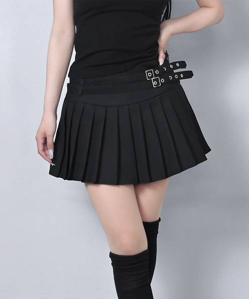 FOLLOWIN(フォロウィン)の「【3COLOR】ダブルベルト プリーツミニスカート(スカート・レディース・ホワイト/ブラック/グレー・SMALL/MEDIUM/LARGE)」の13枚目の写真