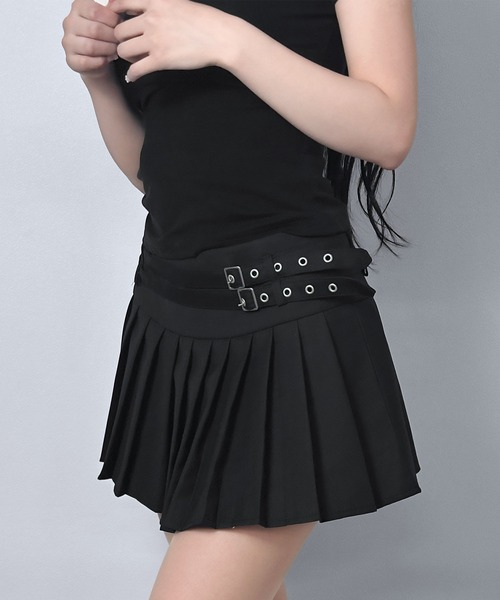 FOLLOWIN(フォロウィン)の「【3COLOR】ダブルベルト プリーツミニスカート(スカート・レディース・ホワイト/ブラック/グレー・SMALL/MEDIUM/LARGE)」の14枚目の写真