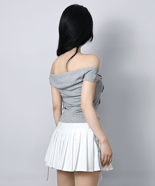 FOLLOWIN(フォロウィン)の「【3COLOR】ダブルベルト プリーツミニスカート(スカート・レディース・ホワイト/ブラック/グレー・SMALL/MEDIUM/LARGE)」の12枚目の写真