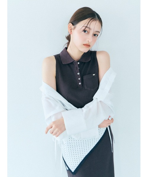 SNIDEL(スナイデル)の「ポロカットセットアップ(ワンピース・レディース・ピンク/その他/ブラック/ブラウン・1/0)」の6枚目の写真