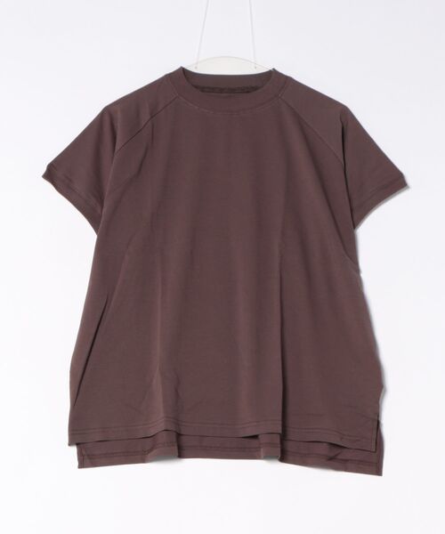 fort point(フォーポイント)の「【C-FORTPOINT/フォートポイント】【上品なモックネックデザイン 接触冷感機能付き】 モックネックフレンチスリーブTシャツ プチハイネック ボトルネック ひんやり涼しい 華奢見え(Tシャツ/カットソー・レディース・ブラック/オフホワイト/ブラウン/グリーン・FREE)」の6枚目の写真