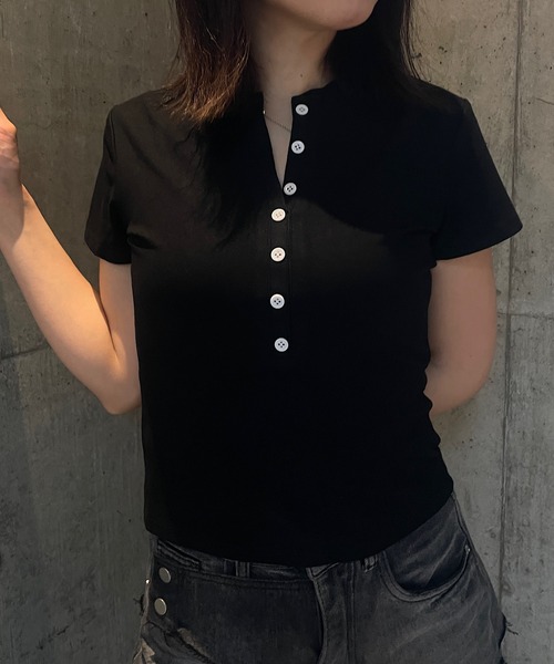 ROGER AND RAW(ロジャーアンドロウ)の「ヘンリーネック半袖トップス(Tシャツ/カットソー・レディース・ブラック/グレー/アイボリー・FREE)」の20枚目の写真