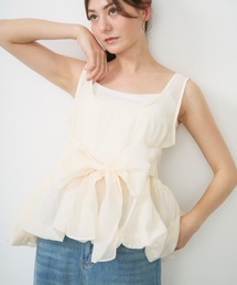 2wayリボンペプラムトップス / ribbon detail peplum top