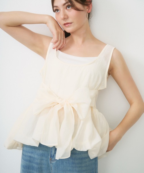 Lunea（ルネア）の「2wayリボンペプラムトップス / ribbon detail peplum top（トップス）」