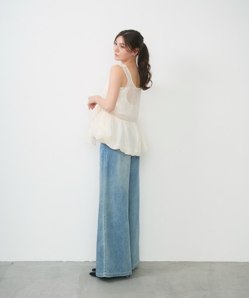 Lunea(ルネア)の「2wayリボンペプラムトップス / ribbon detail peplum top(タンクトップ・レディース・アイボリー/ブラック・FREE)」の4枚目の写真