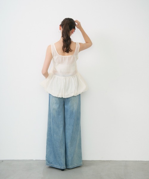 Lunea(ルネア)の「2wayリボンペプラムトップス / ribbon detail peplum top(タンクトップ・レディース・アイボリー/ブラック・FREE)」の3枚目の写真