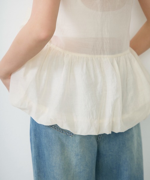 Lunea(ルネア)の「2wayリボンペプラムトップス / ribbon detail peplum top(タンクトップ・レディース・アイボリー/ブラック・FREE)」の15枚目の写真