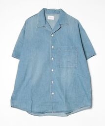 【superNova.】Big open collar S/S shirt - Old vintage wash