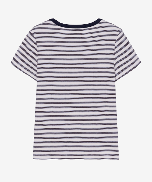 MIND BRIDGE WOMEN（マインドブリッジウーマン）の「[W]変形リブストライプ半袖Tシャツ - 2カラー（Tシャツ/カットソー・レディース・ブルー/アイボリー・55/66）」の5枚目の写真