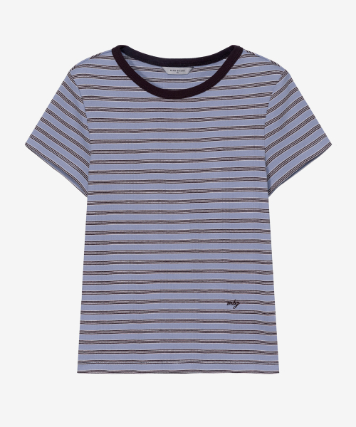 MIND BRIDGE WOMEN（マインドブリッジウーマン）の「[W]変形リブストライプ半袖Tシャツ - 2カラー（Tシャツ/カットソー・レディース・ブルー/アイボリー・55/66）」の6枚目の写真