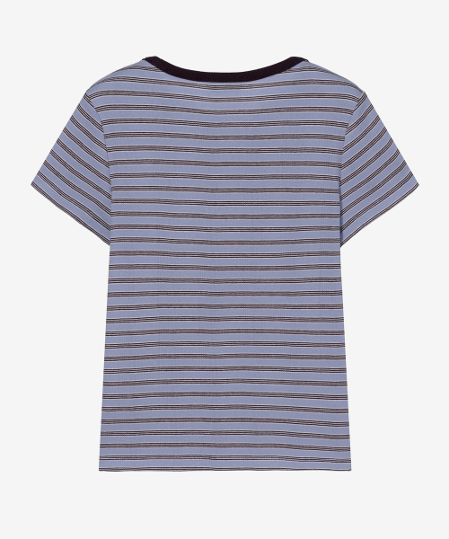 MIND BRIDGE WOMEN（マインドブリッジウーマン）の「[W]変形リブストライプ半袖Tシャツ - 2カラー（Tシャツ/カットソー・レディース・ブルー/アイボリー・55/66）」の7枚目の写真