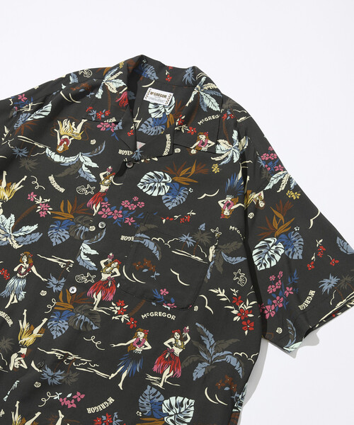 McGREGOR(マックレガー)の「McGREGOR COLLECTION/マックレガー コレクション ヴィンテージライク 総柄 オープンカラー アロハシャツ(シャツ/ブラウス・メンズ・ブラック/ベージュ・LARGE/MEDIUM)」の4枚目の写真
