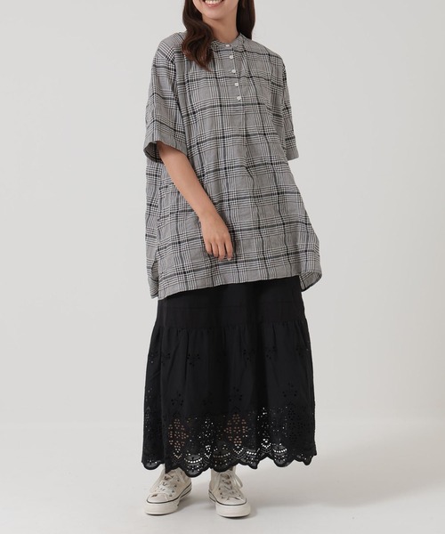 HEART MARKET(ハートマーケット)の「バンドカラータックチュニック(シャツ/ブラウス・レディース・グレー系/ブラック系/グリーン系/ベージュ系・FREE)」の5枚目の写真
