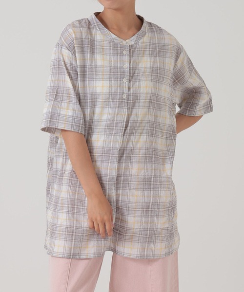 HEART MARKET(ハートマーケット)の「バンドカラータックチュニック(シャツ/ブラウス・レディース・グレー系/ブラック系/グリーン系/ベージュ系・FREE)」の11枚目の写真