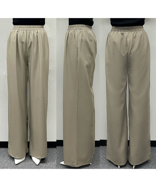 LOWO（ロワ）の「セットアップ ギャザーショルダーハーフスリーブジャケット ワイドパンツ 2点セット 半袖 ウエストゴム パンツドレス セパレート 結婚式 オケージョンドレス パーティードレス フォーマル パンツスタイル 成人式 二次会 同窓会 セレモニー お呼ばれ《着用動画あり》（パンツドレス・レディース・ブラック/アイボリー/グレイッシュベージュ・FREE）」の16枚目の写真