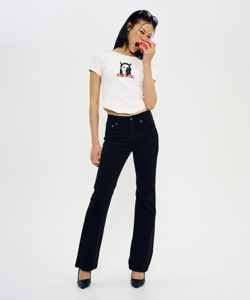 WORLDDILEMA（ワールドジレンマ）の「DEVIL PRINTING TIGHT HALF T-SHIRTS (WHITE)（Tシャツ/カットソー・レディース・ホワイト・LARGE/MEDIUM）」の2枚目の写真