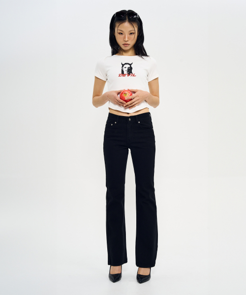 WORLDDILEMA（ワールドジレンマ）の「DEVIL PRINTING TIGHT HALF T-SHIRTS (WHITE)（Tシャツ/カットソー・レディース・ホワイト・LARGE/MEDIUM）」の5枚目の写真