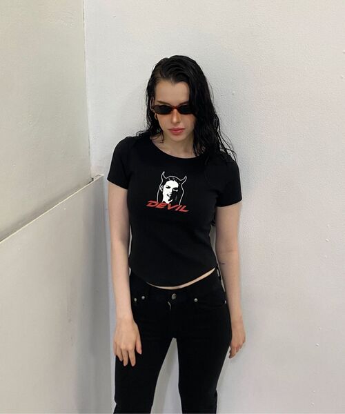 WORLDDILEMA（ワールドジレンマ）の「DEVIL PRINTING TIGHT HALF T-SHIRTS (WHITE)（Tシャツ/カットソー・レディース・ホワイト・LARGE/MEDIUM）」の9枚目の写真