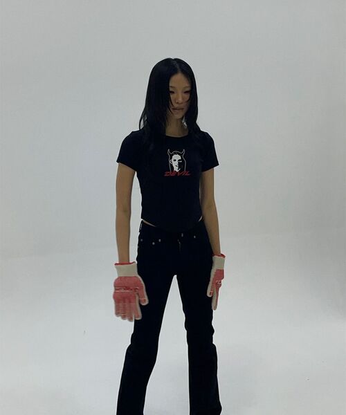 WORLDDILEMA（ワールドジレンマ）の「DEVIL PRINTING TIGHT HALF T-SHIRTS (WHITE)（Tシャツ/カットソー・レディース・ホワイト・LARGE/MEDIUM）」の10枚目の写真