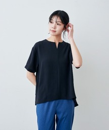 IEDIT 接触冷感・UVカット さらりと上品なバックプリ―ツブラウス