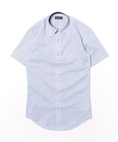 TOKYO SHIRTS(トウキョウシャツ)の「【吸水速乾】 形態安定ノンアイロン ドゥエボットーニ 半袖ビジネスワイシャツ(ビジネスシャツ・メンズ・ブルー・首回り39cm/首回り37cm/首回り43cm/首回り42cm/首回り41cm)」の6枚目の写真
