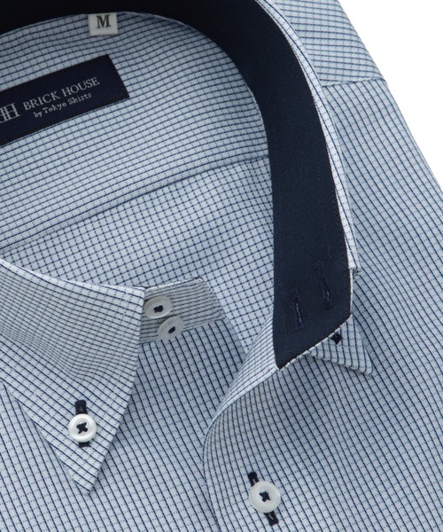 TOKYO SHIRTS(トウキョウシャツ)の「【吸水速乾】 形態安定ノンアイロン ドゥエボットーニ 半袖ビジネスワイシャツ(ビジネスシャツ・メンズ・ブルー・首回り39cm/首回り37cm/首回り43cm/首回り42cm/首回り41cm)」の2枚目の写真