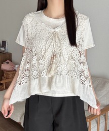 Cham. | クロシェレースベスト&Tシャツセット(ベスト)