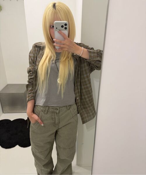 SLOWACID（スローアシッド）の「ガーメントダイチェックシャツ[イエロー]（シャツ/ブラウス・レディース・その他・SMALL/MEDIUM/LARGE）」の7枚目の写真