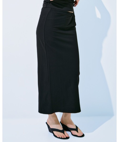 kiehtova(キエトヴァ)の「【kiehtova】NOBLE JERSEY SKIRT/ノーブル ジャージー スカート(スカート・レディース・ブラウン/ブラック・FREE)」の1枚目の写真