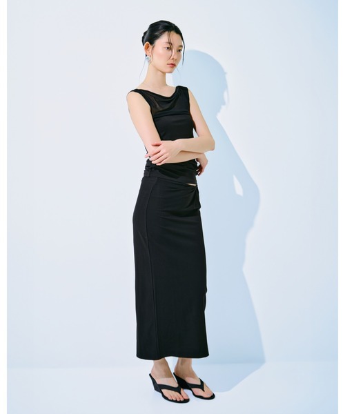 kiehtova(キエトヴァ)の「【kiehtova】NOBLE JERSEY SKIRT/ノーブル ジャージー スカート(スカート・レディース・ブラウン/ブラック・FREE)」の3枚目の写真