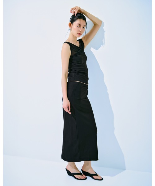 kiehtova(キエトヴァ)の「【kiehtova】NOBLE JERSEY SKIRT/ノーブル ジャージー スカート(スカート・レディース・ブラウン/ブラック・FREE)」の4枚目の写真