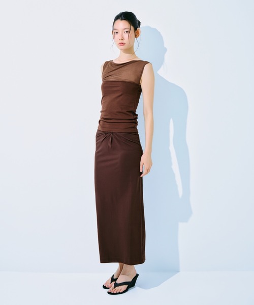kiehtova(キエトヴァ)の「【kiehtova】NOBLE JERSEY SKIRT/ノーブル ジャージー スカート(スカート・レディース・ブラウン/ブラック・FREE)」の5枚目の写真