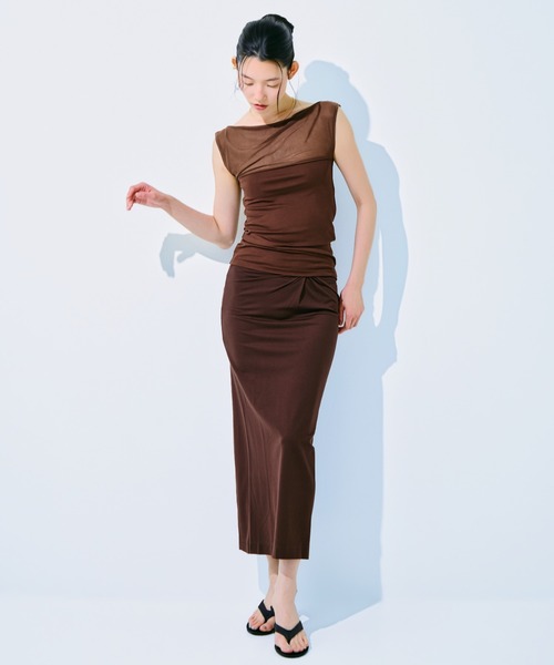 kiehtova(キエトヴァ)の「【kiehtova】NOBLE JERSEY SKIRT/ノーブル ジャージー スカート(スカート・レディース・ブラウン/ブラック・FREE)」の6枚目の写真