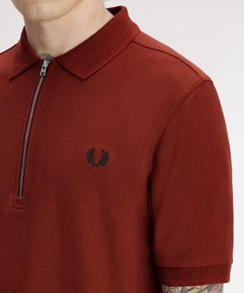 FRED PERRY(フレッドペリー)の「Crepe Pique Polo Shirt/クレープ鹿の子ポロシャツ(ポロシャツ・メンズ・ベージュ/ブラック/ブラウン系その他/ブラウン・L/M/S)」の13枚目の写真