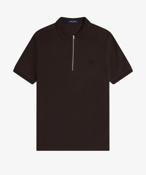 FRED PERRY(フレッドペリー)の「Crepe Pique Polo Shirt/クレープ鹿の子ポロシャツ(ポロシャツ・メンズ・ベージュ/ブラック/ブラウン系その他/ブラウン・L/M/S)」の8枚目の写真