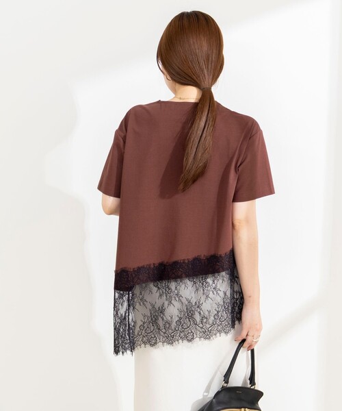 NOLLEY’S Sophi(ノーリーズソフィ)の「【BECシリーズ】ウォッシャブル裾レースイレヘムTシャツ(Tシャツ/カットソー・レディース・オフホワイト/ブラウン/ブラック・38)」の6枚目の写真