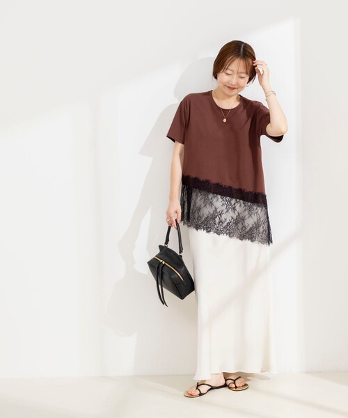 NOLLEY’S Sophi(ノーリーズソフィ)の「【BECシリーズ】ウォッシャブル裾レースイレヘムTシャツ(Tシャツ/カットソー・レディース・オフホワイト/ブラウン/ブラック・38)」の12枚目の写真