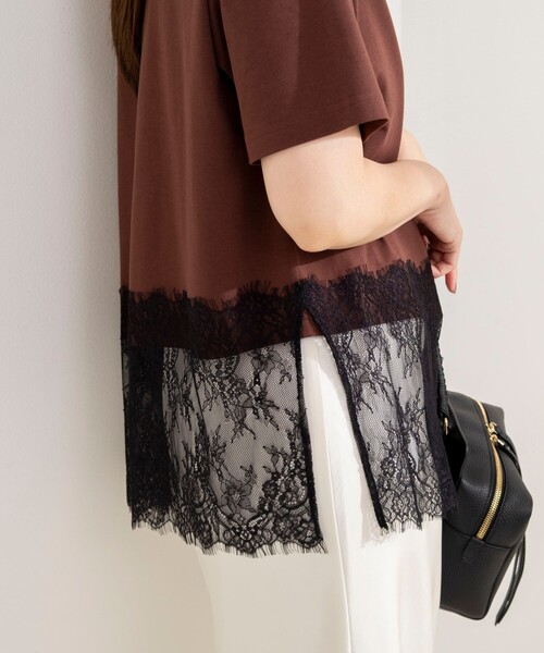 NOLLEY’S Sophi(ノーリーズソフィ)の「【BECシリーズ】ウォッシャブル裾レースイレヘムTシャツ(Tシャツ/カットソー・レディース・オフホワイト/ブラウン/ブラック・38)」の13枚目の写真