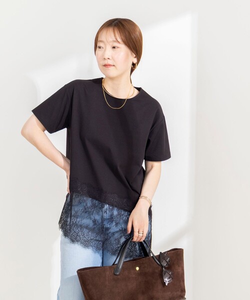 NOLLEY’S Sophi(ノーリーズソフィ)の「【BECシリーズ】ウォッシャブル裾レースイレヘムTシャツ(Tシャツ/カットソー・レディース・オフホワイト/ブラウン/ブラック・38)」の15枚目の写真