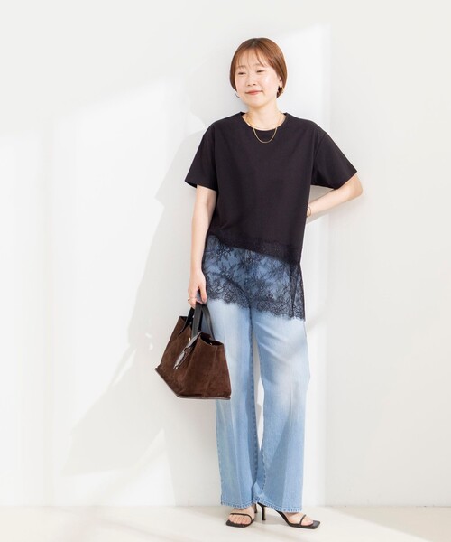 NOLLEY’S Sophi(ノーリーズソフィ)の「【BECシリーズ】ウォッシャブル裾レースイレヘムTシャツ(Tシャツ/カットソー・レディース・オフホワイト/ブラウン/ブラック・38)」の20枚目の写真