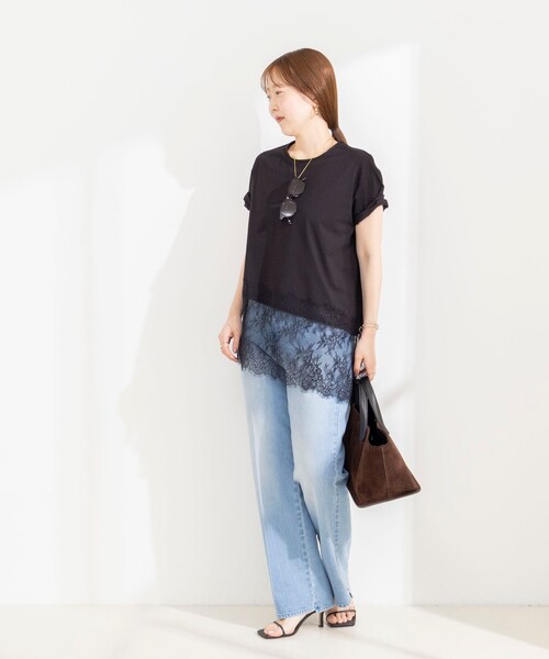 NOLLEY’S Sophi(ノーリーズソフィ)の「【BECシリーズ】ウォッシャブル裾レースイレヘムTシャツ(Tシャツ/カットソー・レディース・オフホワイト/ブラウン/ブラック・38)」の22枚目の写真