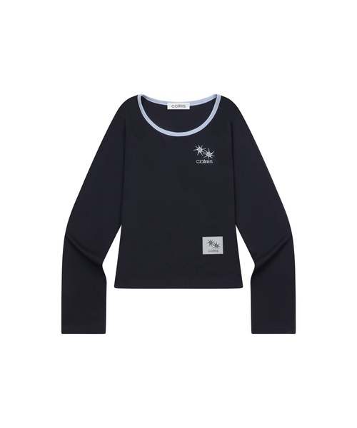 COIRIS(コイリス)の「ロラ スモールロゴ 配色 Uネック 長袖Tシャツ (10カラー)(Tシャツ/カットソー・レディース・チャコール/ブルー/グリーン/ブラウン/ネイビー/カーキ/ブラック/ホワイト/ライトグレー/スカイブルー・FREE)」の9枚目の写真