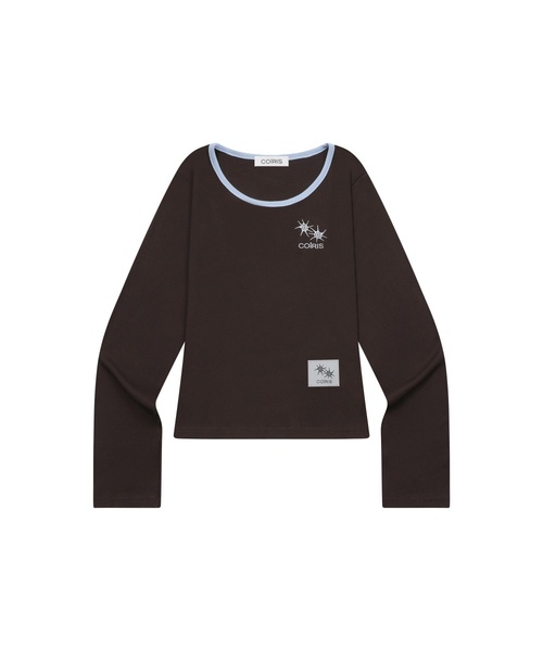 COIRIS(コイリス)の「ロラ スモールロゴ 配色 Uネック 長袖Tシャツ (10カラー)(Tシャツ/カットソー・レディース・チャコール/ブルー/グリーン/ブラウン/ネイビー/カーキ/ブラック/ホワイト/ライトグレー/スカイブルー・FREE)」の5枚目の写真