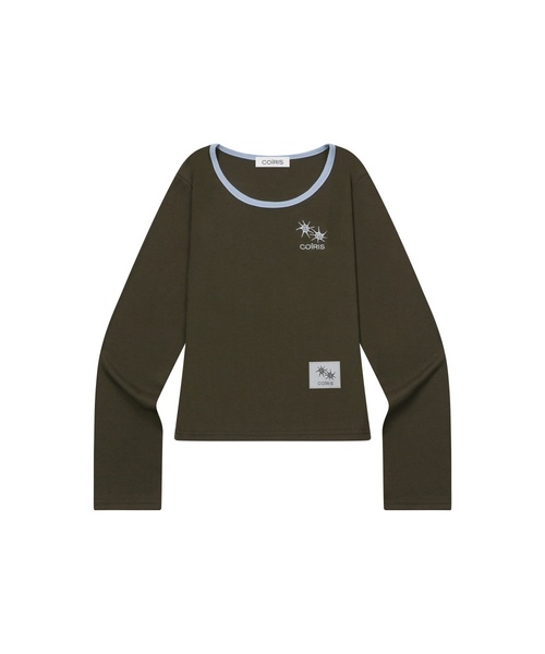 COIRIS(コイリス)の「ロラ スモールロゴ 配色 Uネック 長袖Tシャツ (10カラー)(Tシャツ/カットソー・レディース・チャコール/ブルー/グリーン/ブラウン/ネイビー/カーキ/ブラック/ホワイト/ライトグレー/スカイブルー・FREE)」の6枚目の写真