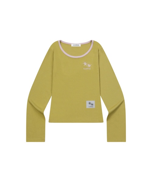 COIRIS(コイリス)の「ロラ スモールロゴ 配色 Uネック 長袖Tシャツ (10カラー)(Tシャツ/カットソー・レディース・チャコール/ブルー/グリーン/ブラウン/ネイビー/カーキ/ブラック/ホワイト/ライトグレー/スカイブルー・FREE)」の7枚目の写真