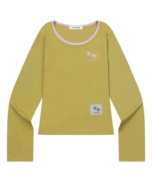 COIRIS(コイリス)の「ロラ スモールロゴ 配色 Uネック 長袖Tシャツ (10カラー)(Tシャツ/カットソー・レディース・チャコール/ブルー/グリーン/ブラウン/ネイビー/カーキ/ブラック/ホワイト/ライトグレー/スカイブルー・FREE)」の15枚目の写真