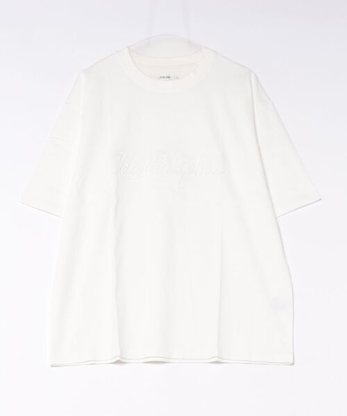 ATELANE(アテレーン)の「《ATELANE》硫化染 トラ刺繍、ロゴ エンボス、S/S TEE(Tシャツ/カットソー・メンズ・ホワイト系/ブラック系/ネイビー系・LARGE/MEDIUM)」の1枚目の写真